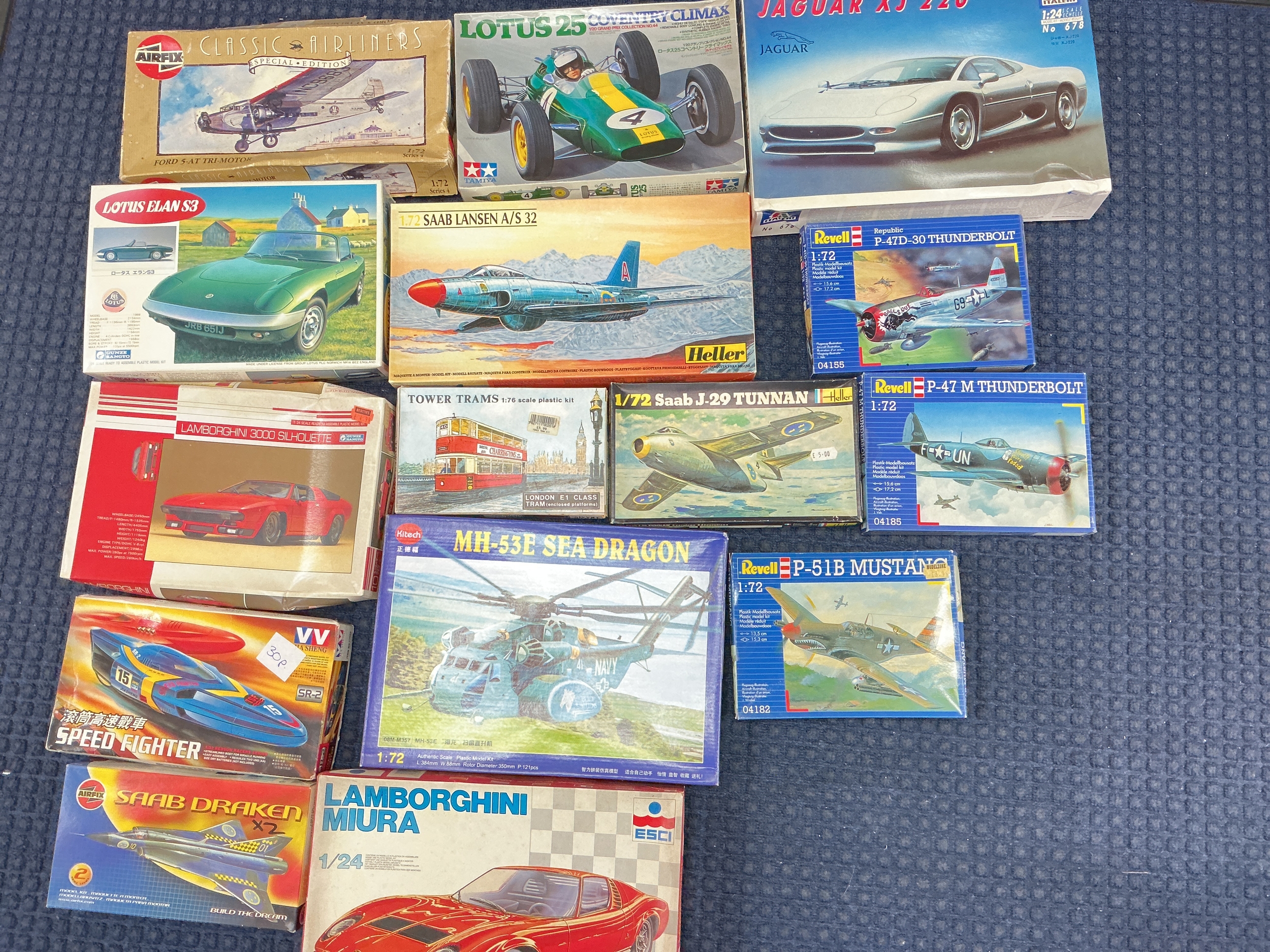 A Collection Of Boxed Model Kits Including Tamiya, Heller, Airfix, Etc. No Reserve.