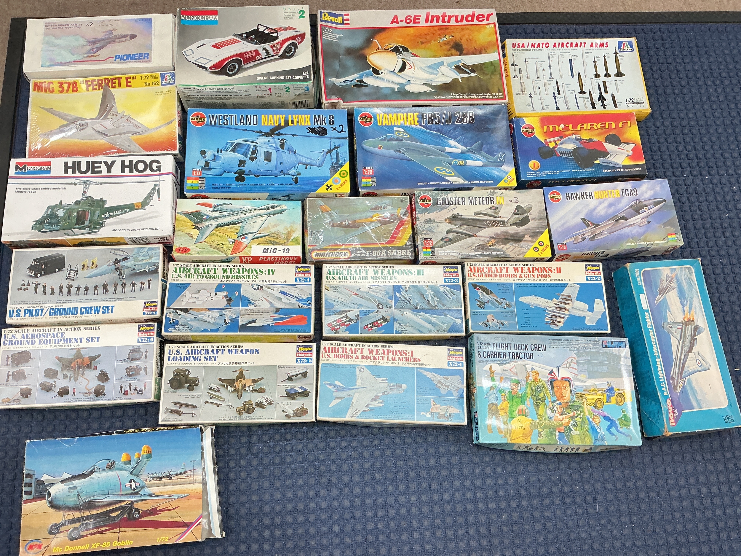 A CollOf Boxed Plastic Model Kits Including Monogram, Airfix, Italeri, Hasegawa Etc. No Reserve.