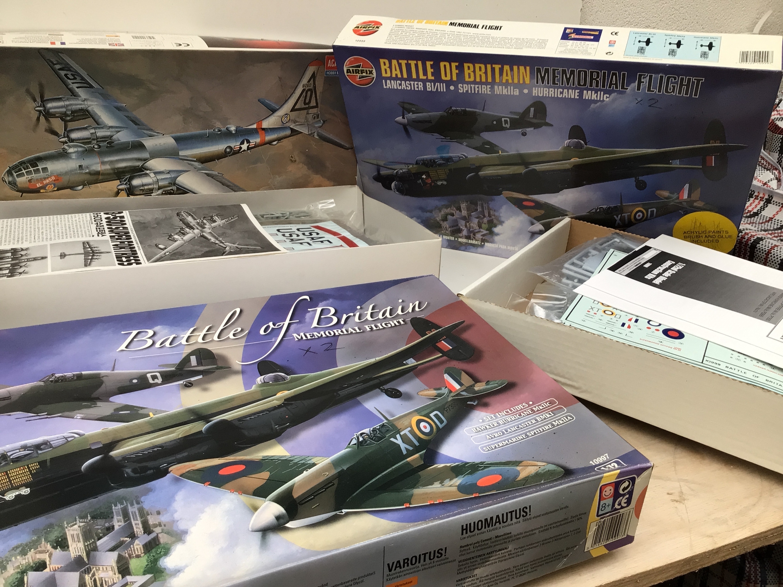 A collection of boxed model kits by Airfix, Academy, Revell featuring warplanes in a variety of scales.  Some boxes may include more than one model.  No reserve.