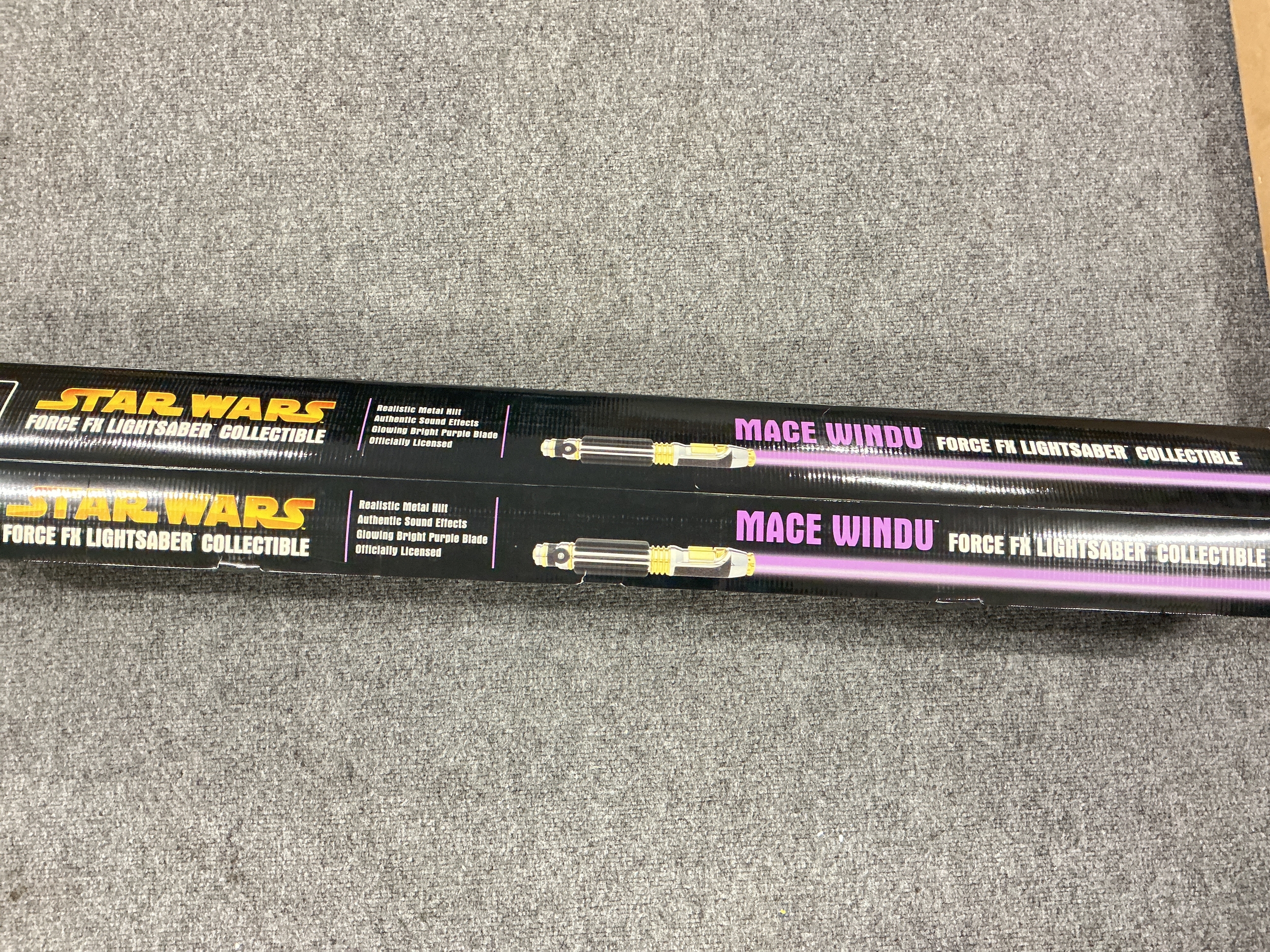 A Boxed Star Wars Master Replica Mace Windu Lightsaber. No Reserve.