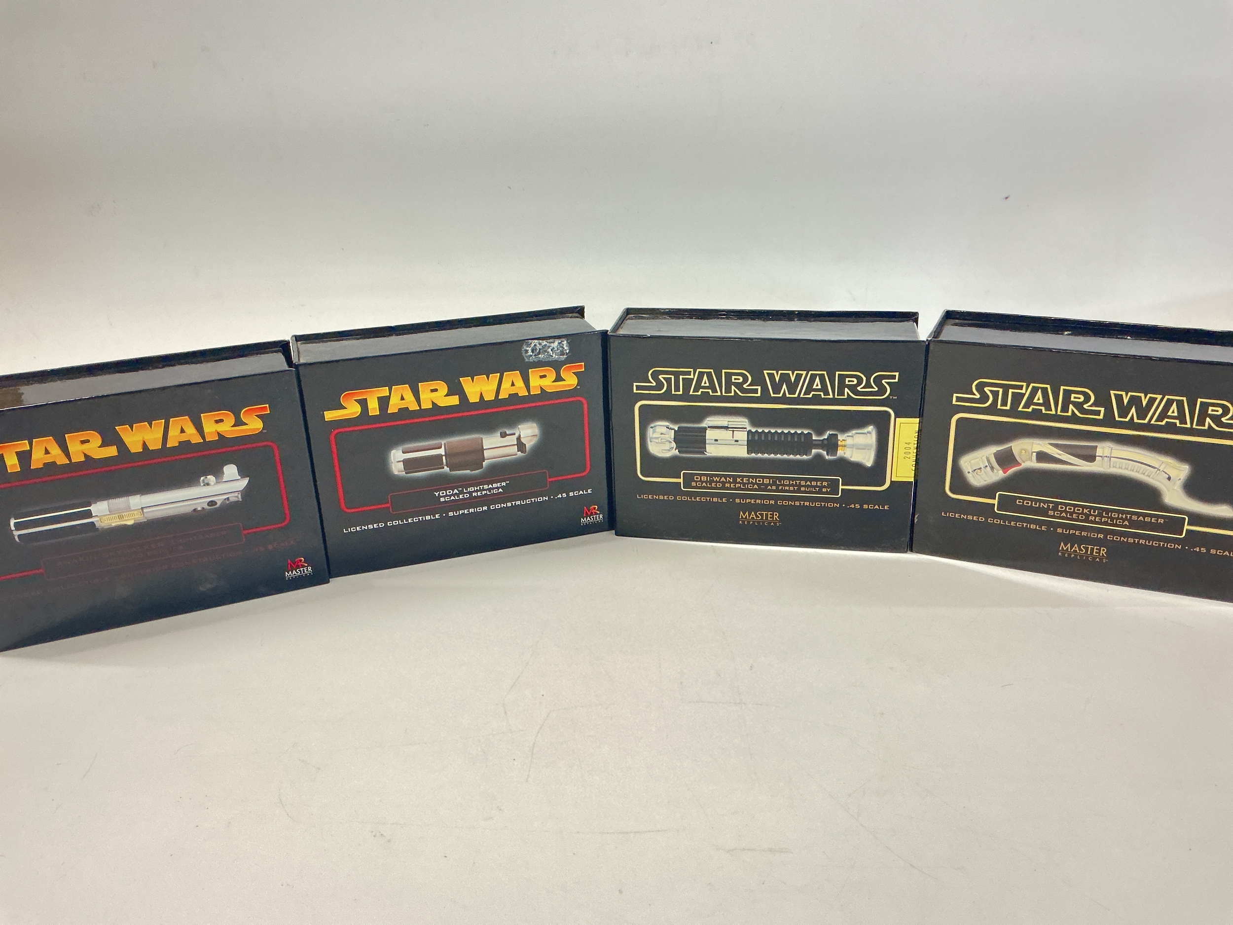 4 X Boxed Star Wars Master Replica .45 Scale Lightsabers. No Reserve.