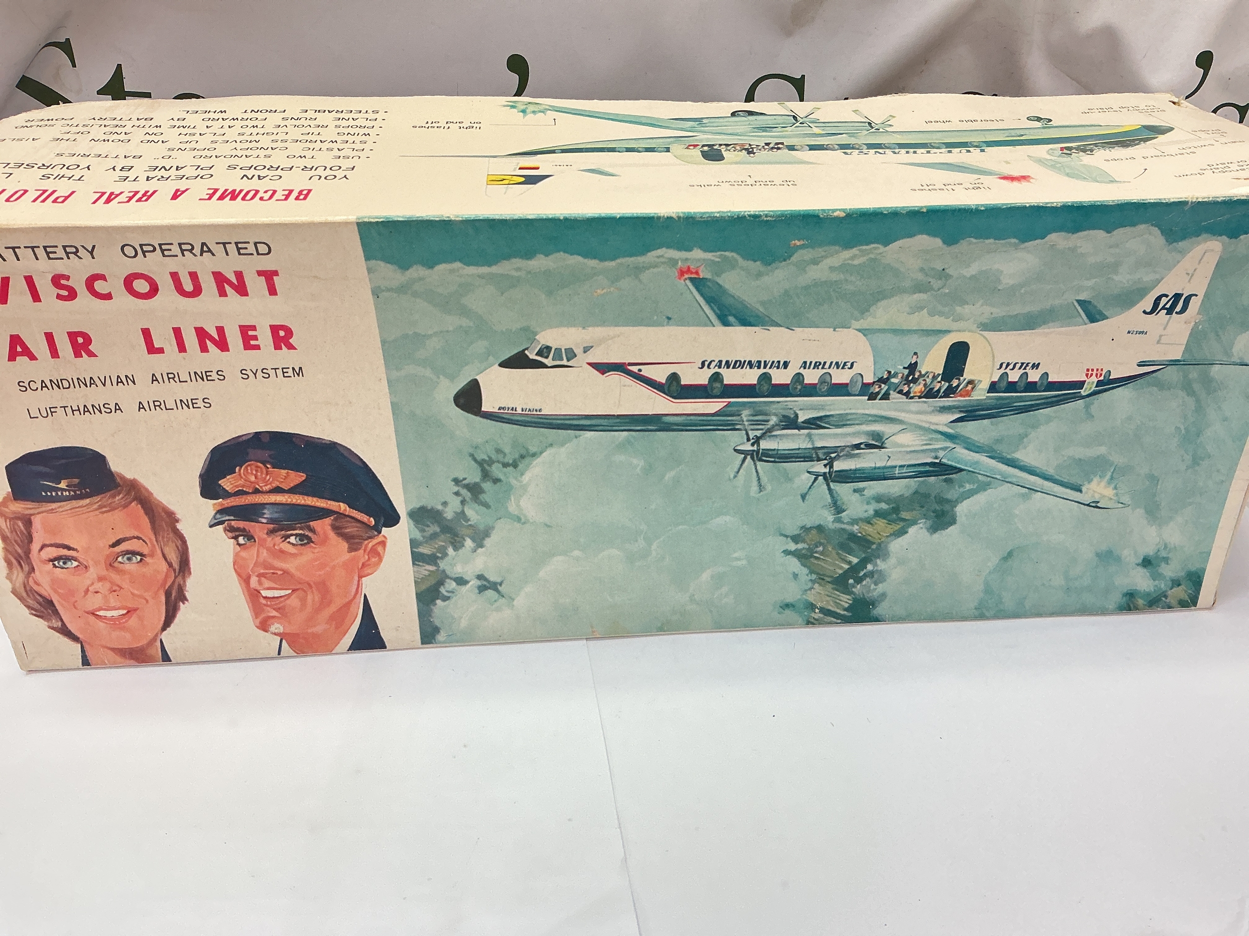 A Boxed Japanese Battery Operated Viscount Air Liner. Damage To Wing Section.