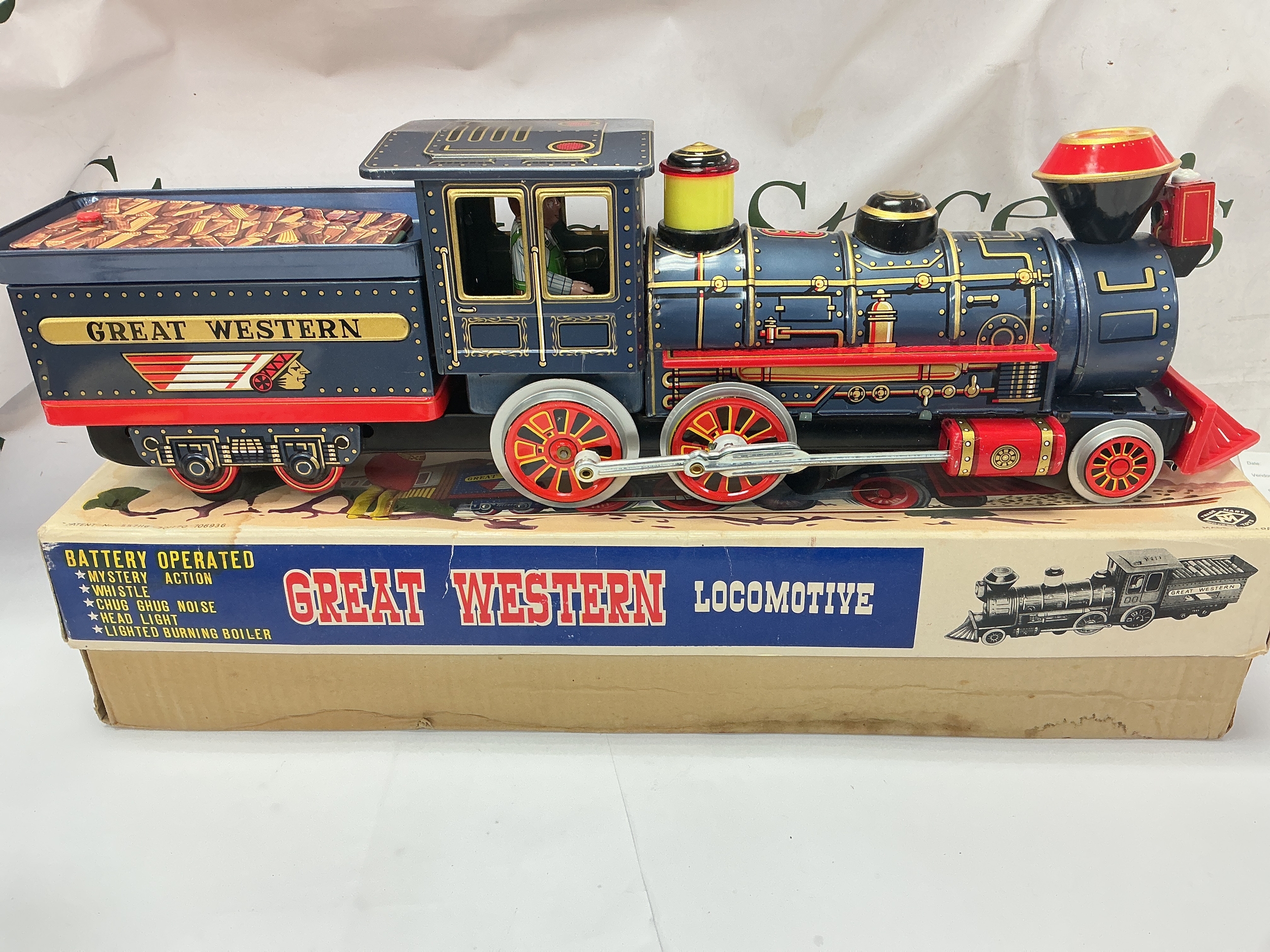 A Boxed Modern Toys Tinplate 1960s Tinplate Toy Train. A/F.