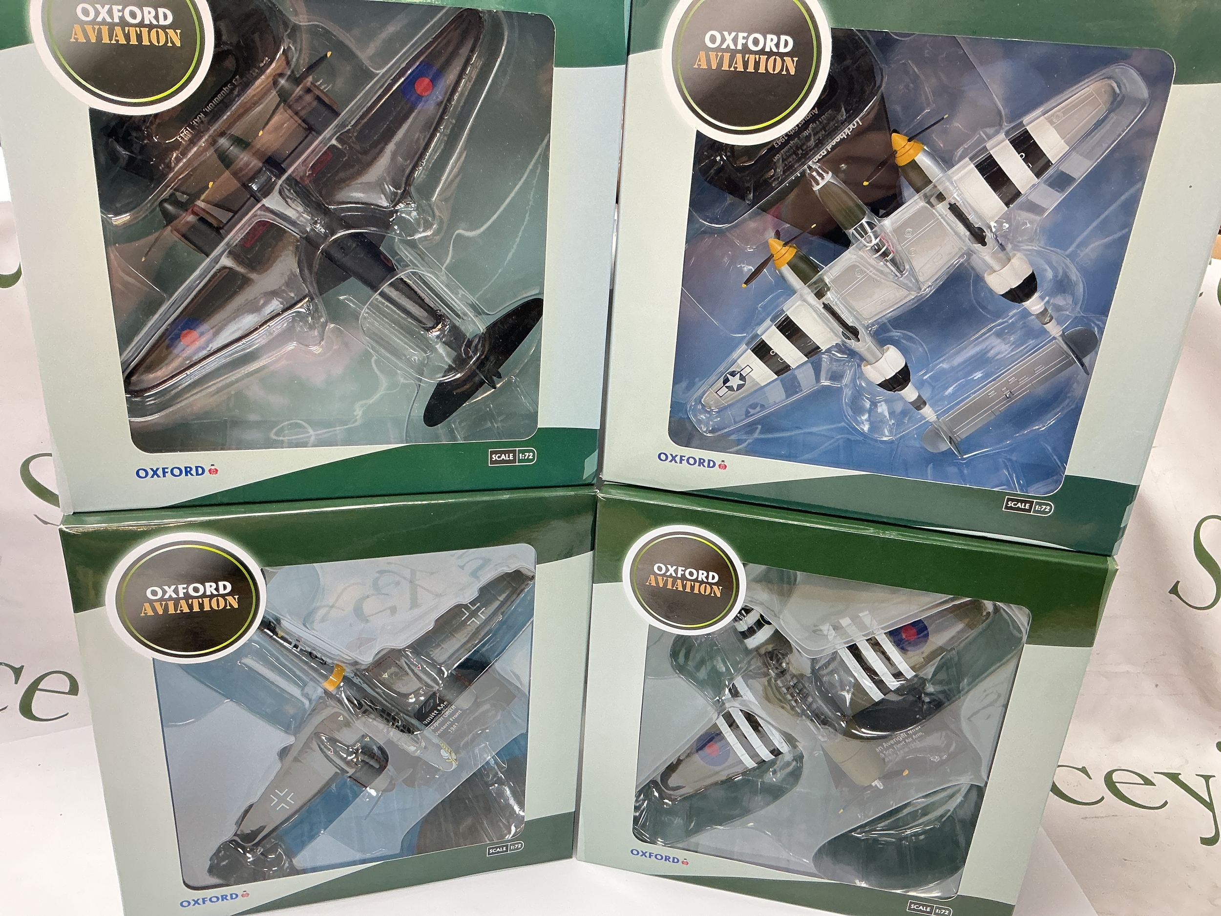 4 Boxed Oxford Aviation Diecast WW2 Aircraft. All 1/72 Scale.