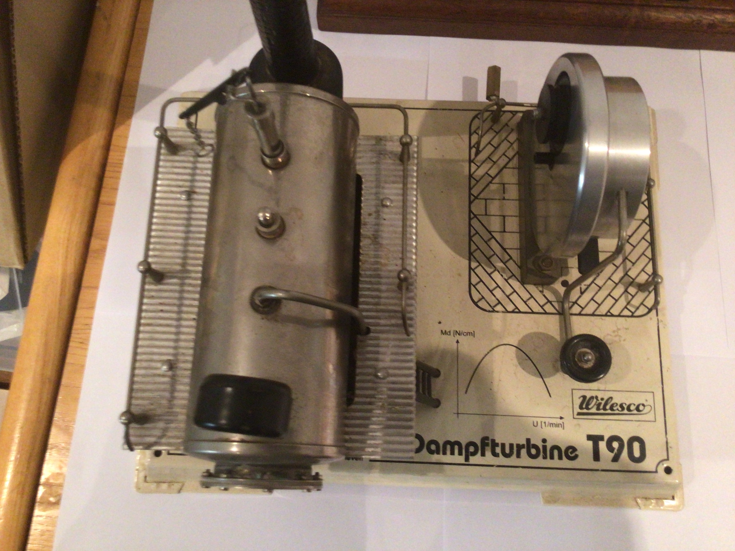 A mounted Dampfturbine T90 by Wilesco . Untested no reserve.