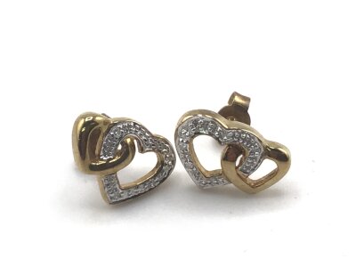 A Pair of 9carat gold earrings in the form of entwined open hearts. Weight 2.5g
