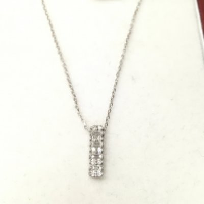 14ct white gold diamond line necklace.