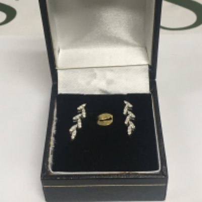 A pair of 14ct white gold diamond cluster rings, approx 1.9g. Shipping category A.