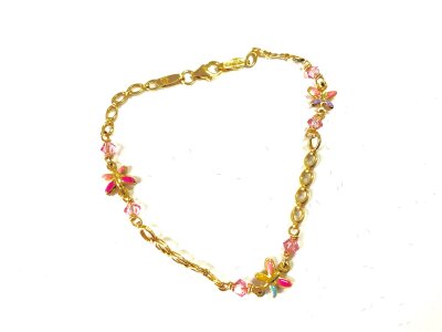 A Childs 14ct gold and enamel butterfly design bracelet.
