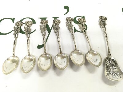 Set of silver continental tea spoons, 12.5g total weight