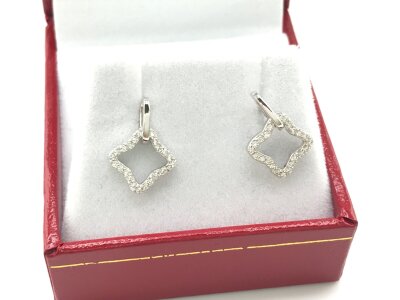 Pair of silver droplet earrings set with CZ