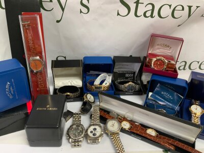A collection of modern fashion watches to include Accurist, Sekonda, Rotary, Pierre Cardin etc,