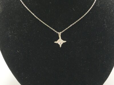 A 9ct white gold chain with 9ct pendant set with CZ
2.64g