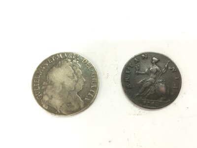 A William and Mary 1693 and. George II 1743 half penny.