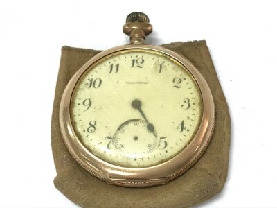 A Waltham gold plated half Hunter pocket watch