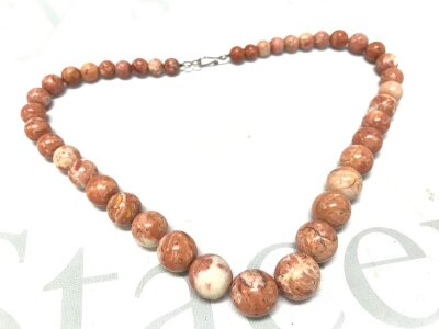 Pudding stone bead necklace