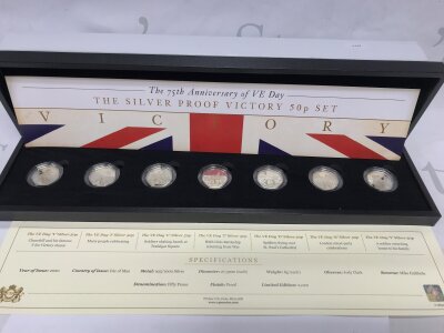 The silver proof Victory 50p set.