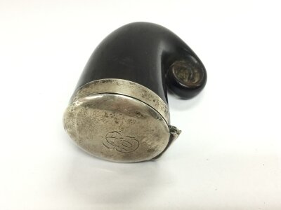 A Scottish horn and silver snuff mull.