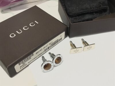 A pair of boxed sterling silver Gucci cufflinks, 24.6g total weight