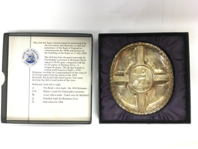 A boxed Bank of England silver dish, approx 60g.