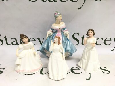 Four Royal Doulton figures of ladies, tallest approx 20cm.- NO RESERVE