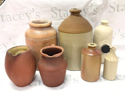 Stoneware jars, largest 32cm tall