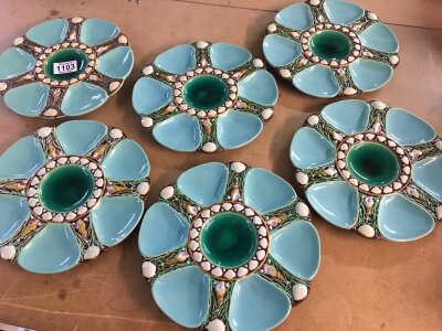 A set of six Minton Oyster plates