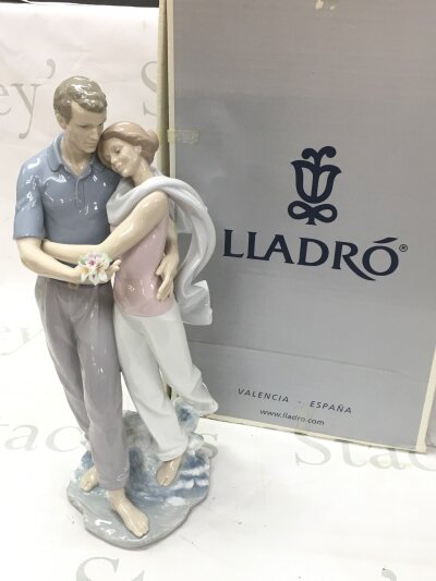 A Lladro boxed porcelain figure group, You're Everything to Me. 37cm tall