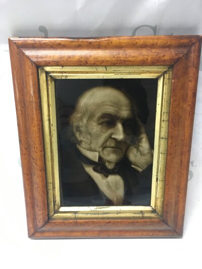 a late victorian maple framed porcelain plaque by Sherwin Cotton , Stafford 1898. Frame dimensions 24x30cm- NO RESERVE