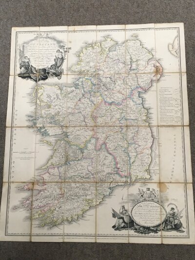 An Alexander Taylor 17th century reprinted map of Ireland. Dimensions 65x78cm