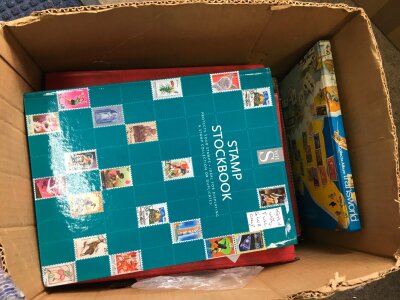 A box containing 10 albums of World stamps various