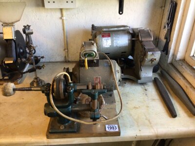 An Atlantic small belt sander electric with Brook Compton motor a small precision-buffing wheel. A Wicks grinder (3) 
Buyer to arrange collection from CM12 0RB.Viewing by appointment only. No Reasonable bid refused.