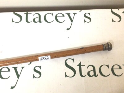 A Silver mounted walking cane.with inscription and dated 1838.