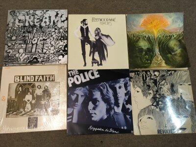 Six albums including Cream, Beatles, Fleetwood Mac