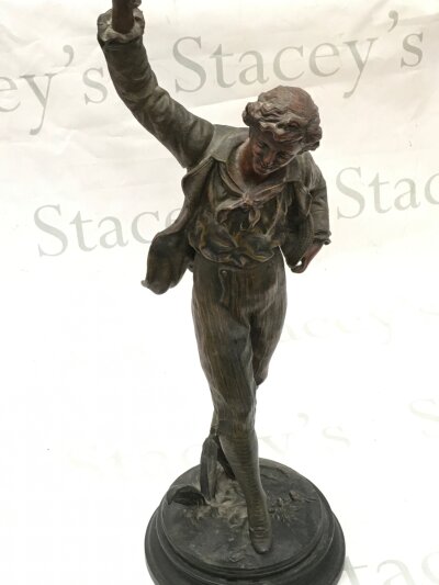 A late 19th century spelter dancing figure, 51cm tall