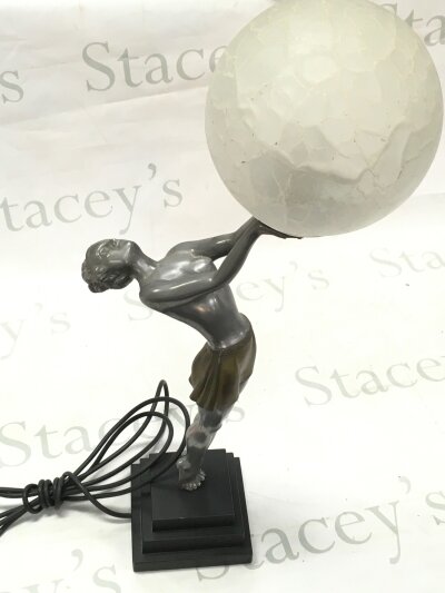 An art deco style chrome finished Lamp girl.56cm tall