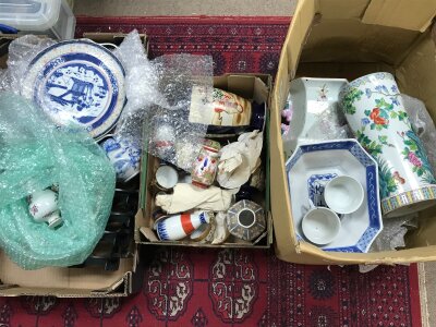 Three boxes of oriental ceramics. No reserve