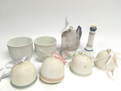 Boxed Lladro bells , candlestick etc