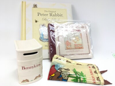 Royal Doulton 1936 bunnykins money box, baby book, babys diary,