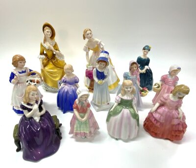 A collection of Royal Doulton porcelain figures, (12)
