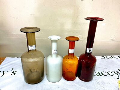 iconic long neck bottle shape carnaby, designed by Otto Brauer for Holmegaard Glassworks, Denmark, c 1960s-1970s.