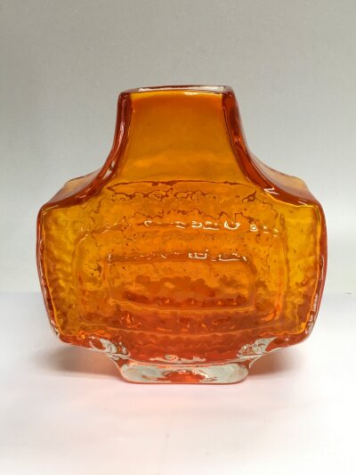 A Whitefriars tangerine textured vase, approx height 17cm.