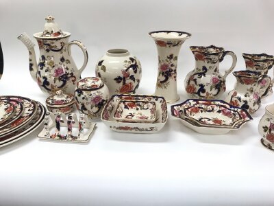 Mason's Ironstone China in the iconic Mandalay pattern includes various items such as a teapot, vase, jug, and plates etc.