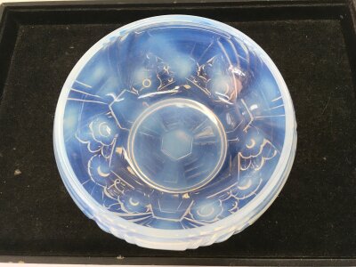 A Lalique style bowl, diameter approx 18cm.