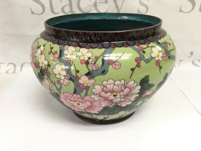 A Cloisonne jardiniere, slight damage, approx diameter 23cm. NO RESERVE