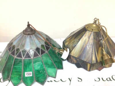 Two Tiffany style lead light hanging lamp shades diameter 50cm (2) NO RESERVE