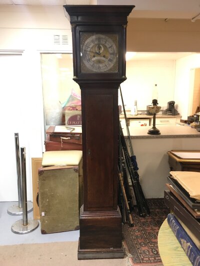 A late 18th century oak longcase clock Joseph Way Trowbridge. 210cm tall