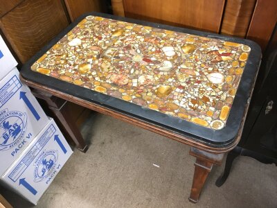 A Specimen marble top occasional table. 85cm wide , 52cm long, 70cm tall
