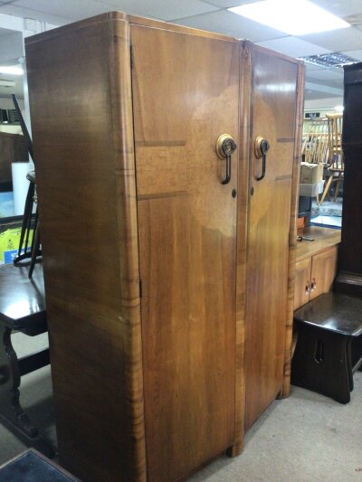 An Art Deco two section wardrobe