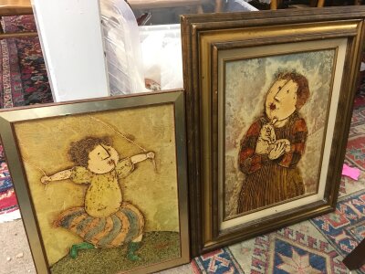 Two J Roybal oil paintings , frame sizes 34x44 and 48x52cm